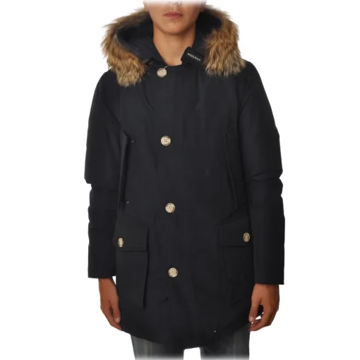 Woolrich - Parka with Hood and Contrast Buttons  - Blue - Jacket - Luxury Exclusive Collection - Avvenice^ Jackets