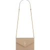 Yves Saint Laurent - Cassandre Envelope Chain Wallet in Grain De Poudre Leather - Dark Beige - Exclusive Collection - Avvenice^ Bags
