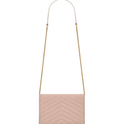 Yves Saint Laurent - Cassandre Envelope Chain Wallet in Grain De Poudre Leather - Pale Pink - Exclusive Collection - Avvenice