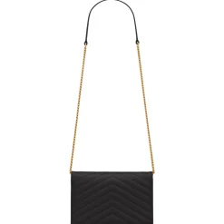 Yves Saint Laurent - Cassandre Envelope Chain Wallet in Grain De Poudre Leather - Black - Saint Laurent Exclusive Collection - Avvenice^ Bags