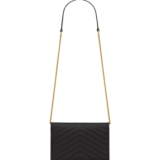 Yves Saint Laurent - Cassandre Envelope Chain Wallet in Grain De Poudre Leather - Black - Saint Laurent Exclusive Collection - Avvenice^ Bags