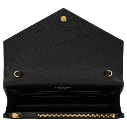 Yves Saint Laurent - Cassandre Envelope Chain Wallet in Grain De Poudre Leather - Black - Saint Laurent Exclusive Collection - Avvenice^ Bags