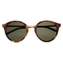 Yves Saint Laurent Eyewear Yves Saint Laurent - Classic SL 57 Round Sunglasses with Metal Bridge - Light Havana - Saint Laurent Eyewear - Avvenice