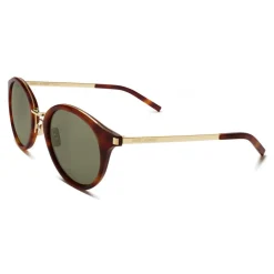 Yves Saint Laurent Eyewear Yves Saint Laurent - Classic SL 57 Round Sunglasses with Metal Bridge - Light Havana - Saint Laurent Eyewear - Avvenice