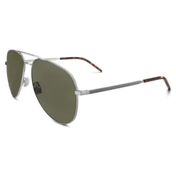 Yves Saint Laurent Eyewear Yves Saint Laurent - Classic SL 11 Folk Aviator Sunglasses with Double Metal Bridge - Silver - Saint Laurent Eyewear - Avvenice