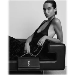 Yves Saint Laurent - Kate Medium in Grain de Poudre Embossed Leather - Black - Saint Laurent Exclusive Collection - Avvenice^ Bags