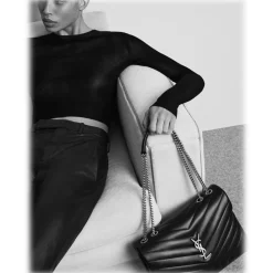 Yves Saint Laurent - Loulou Medium in Quilted Leather - Black Nickel - Saint Laurent Exclusive Collection - Avvenice^ Bags