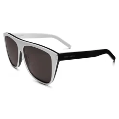 Yves Saint Laurent Eyewear Yves Saint Laurent - New Wave SL 1/F Sunglasses with Square Wellington Frame - White Stonewash - Saint Laurent Eyewear - Avvenice