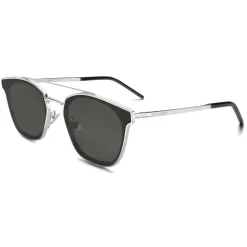 Yves Saint Laurent Eyewear Yves Saint Laurent - Round Metal SL 28 Sunglasses - Silver - Sunglasses - Saint Laurent Eyewear - Avvenice