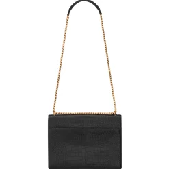 Yves Saint Laurent - Sunset Large in Crocodile-Embossed Leather - Black - Saint Laurent Exclusive Collection - Avvenice^ Bags