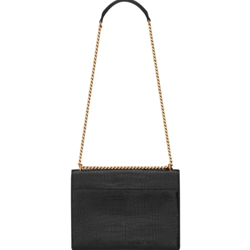 Yves Saint Laurent - Sunset Large in Crocodile-Embossed Leather - Black - Saint Laurent Exclusive Collection - Avvenice^ Bags