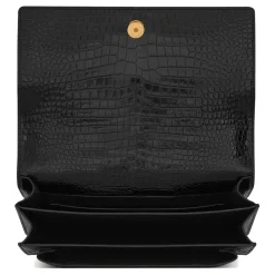 Yves Saint Laurent - Sunset Large in Crocodile-Embossed Leather - Black - Saint Laurent Exclusive Collection - Avvenice^ Bags