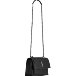 Yves Saint Laurent - Sunset Medium in Coated-Bark Leather - Black - Saint Laurent Exclusive Collection - Avvenice^ Bags
