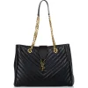 Yves Saint Laurent Vintage - Chevron Monogram Shopper Leather Tote Bag - Black - Leather Handbag - Luxury High Quality - Avvenice^ Vintage Bags