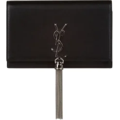 Yves Saint Laurent Vintage - Kate Leather Wallet on Chain - Black Silver - Leather Wallet - Luxury High Quality - Avvenice^ Vintage Bags