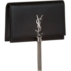 Yves Saint Laurent Vintage - Kate Leather Wallet on Chain - Black Silver - Leather Wallet - Luxury High Quality - Avvenice^ Vintage Bags