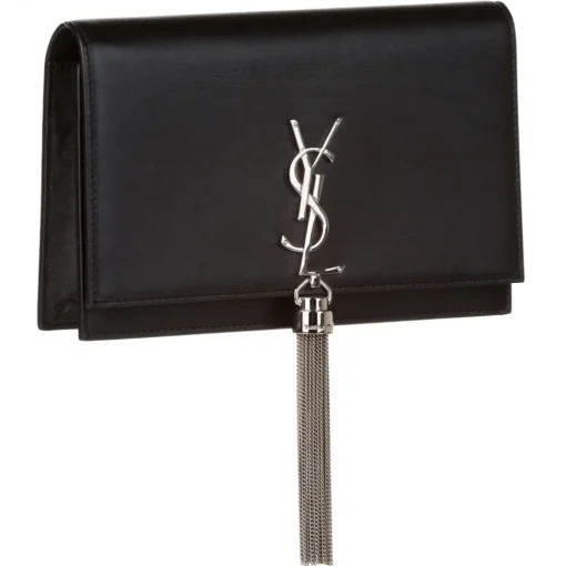 Yves Saint Laurent Vintage - Kate Leather Wallet on Chain - Black Silver - Leather Wallet - Luxury High Quality - Avvenice^ Vintage Bags
