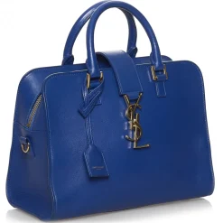 Yves Saint Laurent Vintage - Monogram Cabas Leather Satchel - Blue - Leather Handbag - Luxury High Quality - Avvenice^ Vintage Bags