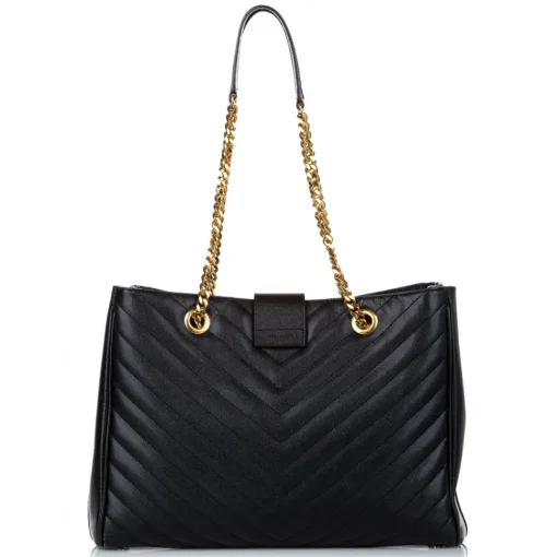 Yves Saint Laurent Vintage - Chevron Monogram Shopper Leather Tote Bag - Black - Leather Handbag - Luxury High Quality - Avvenice^ Vintage Bags