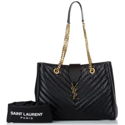 Yves Saint Laurent Vintage - Chevron Monogram Shopper Leather Tote Bag - Black - Leather Handbag - Luxury High Quality - Avvenice^ Vintage Bags