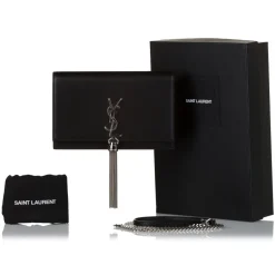 Yves Saint Laurent Vintage - Kate Leather Wallet on Chain - Black Silver - Leather Wallet - Luxury High Quality - Avvenice^ Vintage Bags