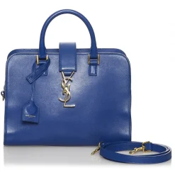 Yves Saint Laurent Vintage - Monogram Cabas Leather Satchel - Blue - Leather Handbag - Luxury High Quality - Avvenice^ Vintage Bags