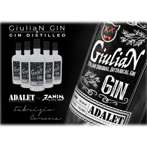 Distilleria Zanin 1895 Zanin 1895 - GiuliaN Gin - Distilled - Adalet Unconventional Groove - Fabrizio Corona Official - Italian Original Botanical Gin - Avvenice