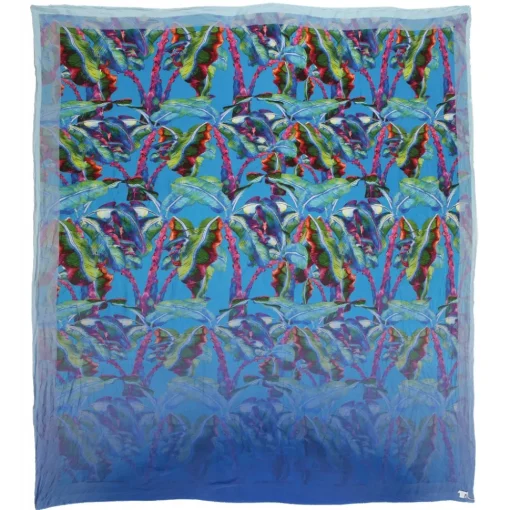 813 - Annalisa Giuntini Scarves-- Silk Scarf with Colored Leaves - Scarves and Foulard - Scarf of High Quality Luxury - Avvenice
