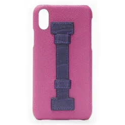 2 ME Style Case-- Case Fingers Leather Fucsia / Croco Purple - iPhone X / XS - Crocodile Leather Cover - Avvenice
