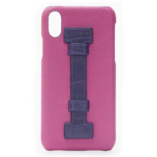 2 ME Style Case-- Case Fingers Leather Fucsia / Croco Purple - iPhone X / XS - Crocodile Leather Cover - Avvenice