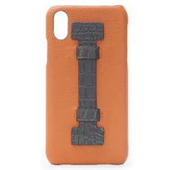 2 ME Style Case-- Case Fingers Leather Orange / Croco Green - iPhone XS Max - Crocodile Leather Cover - Avvenice