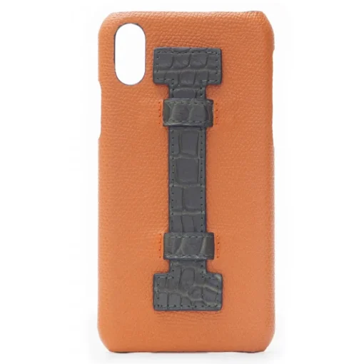2 ME Style Case-- Case Fingers Leather Orange / Croco Green - iPhone XS Max - Crocodile Leather Cover - Avvenice