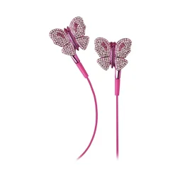 2 ME Style Audio-- Earphones In-Ear Pink Butterfly Swarovski - Avvenice