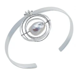 Ab Ove Bracelets-- Bracelet in Silver with River Baroque Pearl - Kinetic Collection - Handcrafted Bracelet - High Quality Luxury - Avvenice