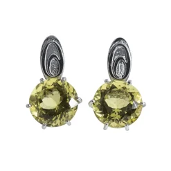 Ab Ove Earrings-- Earrings in Silver with Lemon Quartz Stone ct 20 - Iris Collection - Handcrafted Earrings - High Quality Luxury - Avvenice