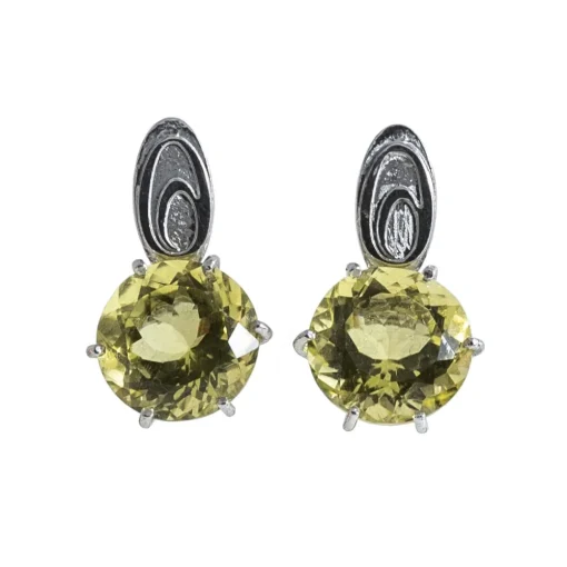Ab Ove Earrings-- Earrings in Silver with Lemon Quartz Stone ct 20 - Iris Collection - Handcrafted Earrings - High Quality Luxury - Avvenice