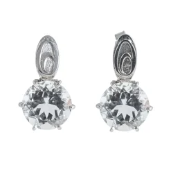 Ab Ove Earrings-- Earrings in Silver with Rock Crystal Stone ct 20 - Iris Collection - Handcrafted Earrings - High Quality Luxury - Avvenice