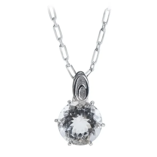 Ab Ove Necklaces-- Pendant in Silver with Rock Crystal Stone ct 20 - Iris Collection - Handcrafted Necklace - High Quality Luxury - Avvenice