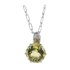 Ab Ove Necklaces-- Pendant in Silver with with Lemon Quartz Stone ct 20 - Iris Collection - Handcrafted Necklace - High Quality Luxury - Avvenice