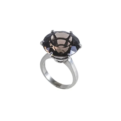 Ab Ove Rings-- Ring in Silver with Fumè Quartz Stone ct 20 - Iris Collection - Handcrafted Ring - High Quality Luxury - Avvenice
