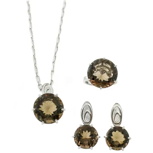 Ab Ove Rings-- Ring in Silver with Fumè Quartz Stone ct 20 - Iris Collection - Handcrafted Ring - High Quality Luxury - Avvenice