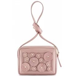 Aleksandra Badura Bags-- Camera Bag - Python & Calfskin Mini Bag - Quartz Rose - Luxury High Quality Leather Bag - Avvenice