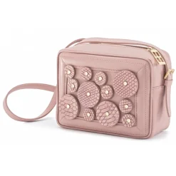 Aleksandra Badura Bags-- Camera Bag - Python & Calfskin Mini Bag - Quartz Rose - Luxury High Quality Leather Bag - Avvenice