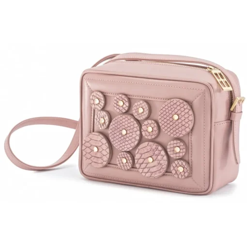 Aleksandra Badura Bags-- Camera Bag - Python & Calfskin Mini Bag - Quartz Rose - Luxury High Quality Leather Bag - Avvenice