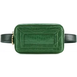Aleksandra Badura Bags-- Camera Belt Bag - Crocodile & Calfskin Belt Bag - Green - Luxury High Quality Leather Bag - Avvenice