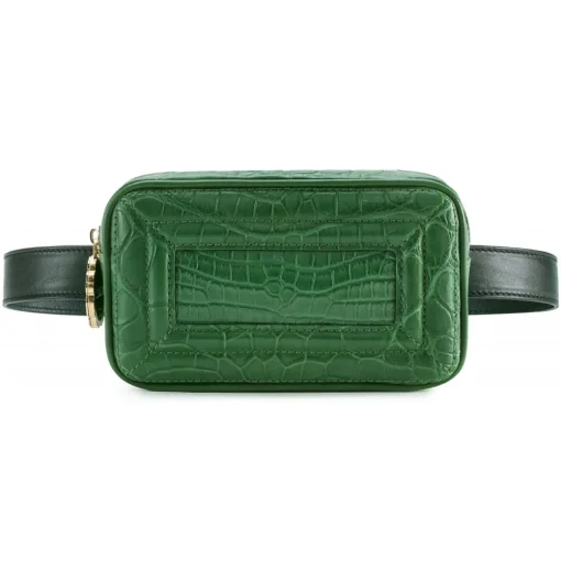Aleksandra Badura Bags-- Camera Belt Bag - Crocodile & Calfskin Belt Bag - Green - Luxury High Quality Leather Bag - Avvenice
