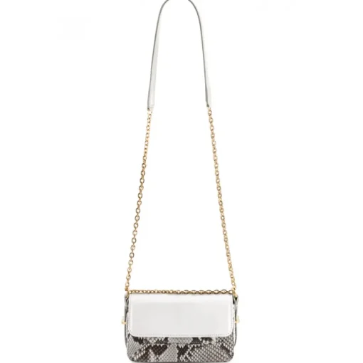 Aleksandra Badura Bags-- Candy Bag Mini - Python Shoulder Bag - Stone & White - Luxury High Quality Leather Bag - Avvenice