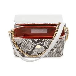 Aleksandra Badura Bags-- Candy Bag Mini - Python Shoulder Bag - Stone & White - Luxury High Quality Leather Bag - Avvenice