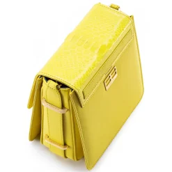 Aleksandra Badura Bags-- Candy Bag - Python & Calfskin Shoulder Bag - Yellow - Luxury High Quality Leather Bag - Avvenice
