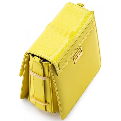 Aleksandra Badura Bags-- Candy Bag - Python & Calfskin Shoulder Bag - Yellow - Luxury High Quality Leather Bag - Avvenice